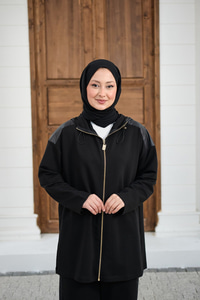 Kontrast Garni Detaylı Takım Siyah