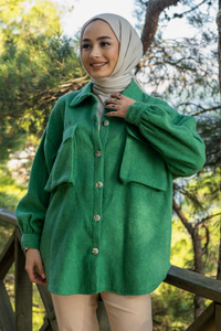 Uygun Fiyatlı KORUK CEPLI SALAS GOMLEK YESIL | Loccomoda.com 