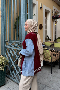 Kot Detay Hırka Bordo