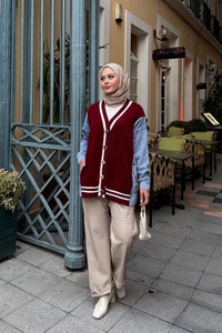 Kot Detay Hırka Bordo