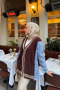 Kot Detay Hırka Kahverengi