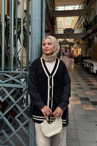 Kot Detay Hırka Siyah