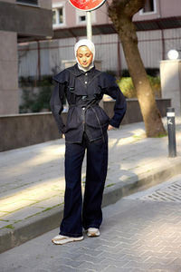 Kot Volanlı Gömlek Lacivert