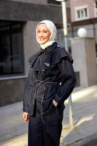 Kot Volanlı Gömlek Lacivert