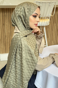 Koza Desen Jakar Şal  Açık Yeşil