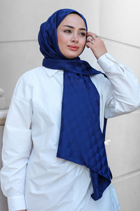 Koza Desen Jakar Şal Koyu Mavi