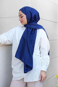 Koza Desen Jakar Şal Koyu Mavi