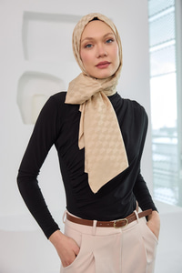 Koza Desen Jakar Şal  Kum Beji