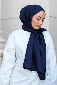 Koza Desen Jakar Şal Lacivert