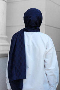 Koza Desen Jakar Şal Lacivert