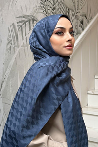 Koza Desen Jakar Şal  Mavi