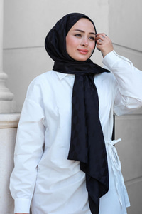 Koza Desen Jakar Şal Siyah