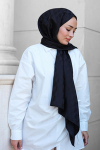 Koza Desen Jakar Şal Siyah