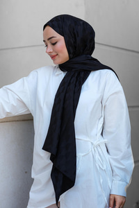 Koza Desen Jakar Şal Siyah