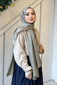 Koza Desen Jakar Şal  Su Yeşil