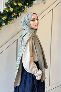 Koza Desen Jakar Şal  Su Yeşil