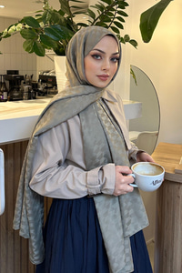 Koza Desen Jakar Şal  Su Yeşil