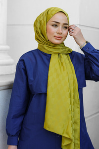 Koza Desen Jakar Şal Yağ Yeşil