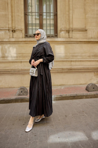 Kraş Büzgülü Yan Bağlamalı Elbise Siyah