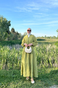 Kraş Model Katya Elbise Fıstık Yeşil