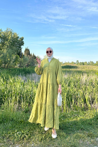 Kraş Model Katya Elbise Fıstık Yeşil