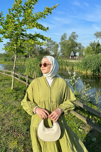 Kraş Model Katya Elbise Fıstık Yeşil