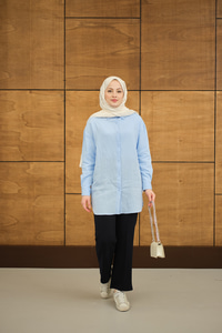 Krinkıl Kumaş Düğme Detay Gömlek Bebe Mavi