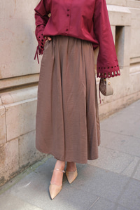 Krışık Kloş Etek Açık Kahve