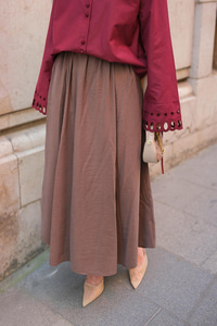 Krışık Kloş Etek Açık Kahve