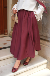 Krışık Kloş Etek Bordo