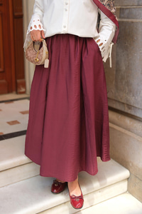 Krışık Kloş Etek Bordo