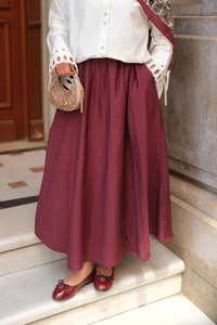 Krışık Kloş Etek Bordo