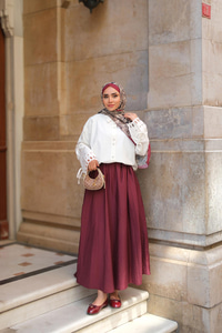 Krışık Kloş Etek Bordo