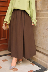 Krışık Kloş Etek Kahverengi