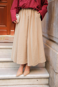 Krışık Kloş Etek Krem