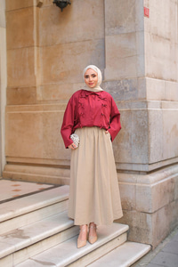 Krışık Kloş Etek Krem