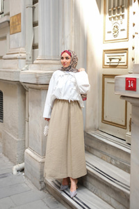 Krışık Kloş Etek Küf Yeşil