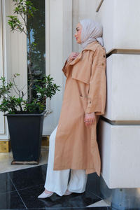 Kruvaze Yaka İspanyol Kol Trençkot Camel