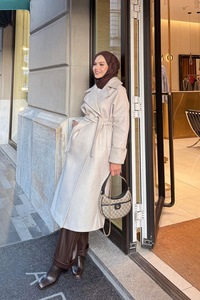 Kruvaze Yaka Kaşe Kaban Taş