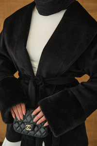 Kruvaze Yaka Kısa Ceket Siyah