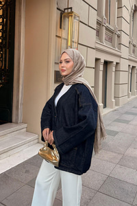 Kruvaze Yaka Kot Ceket Koyu Mavi