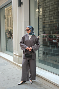 Kruvaze Yaka Takım Antrasit