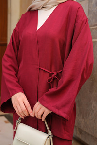 Kruvaze Yaka Takım Bordo