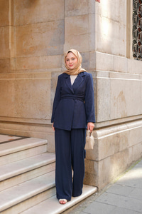 Kruvaze Yaka Takım Lacivert