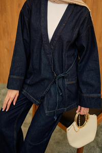 Kruvaze Yaka Takım Lacivert