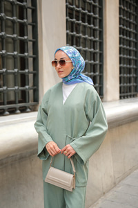 Kruvaze Yaka Takım Mint Yeşil