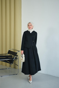 Kruvaze Yaka Takım Siyah