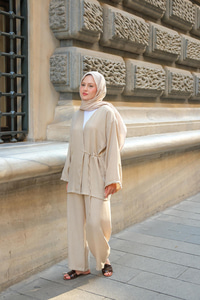 Kruvaze Yaka Takım Vizon