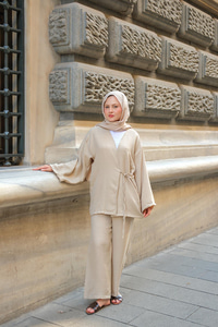 Kruvaze Yaka Takım Vizon