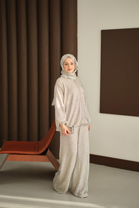 Küçük Boncuk Detaylı İkili Takım Gümüş